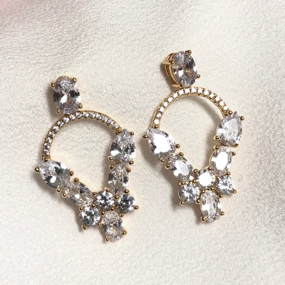 18k Gold Filled Diamond Statement Earrings - Picture 3 of 7